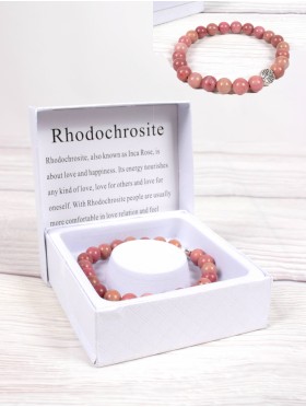 Rhodochrosite Blessing Bead Bracelets with Gift Box.